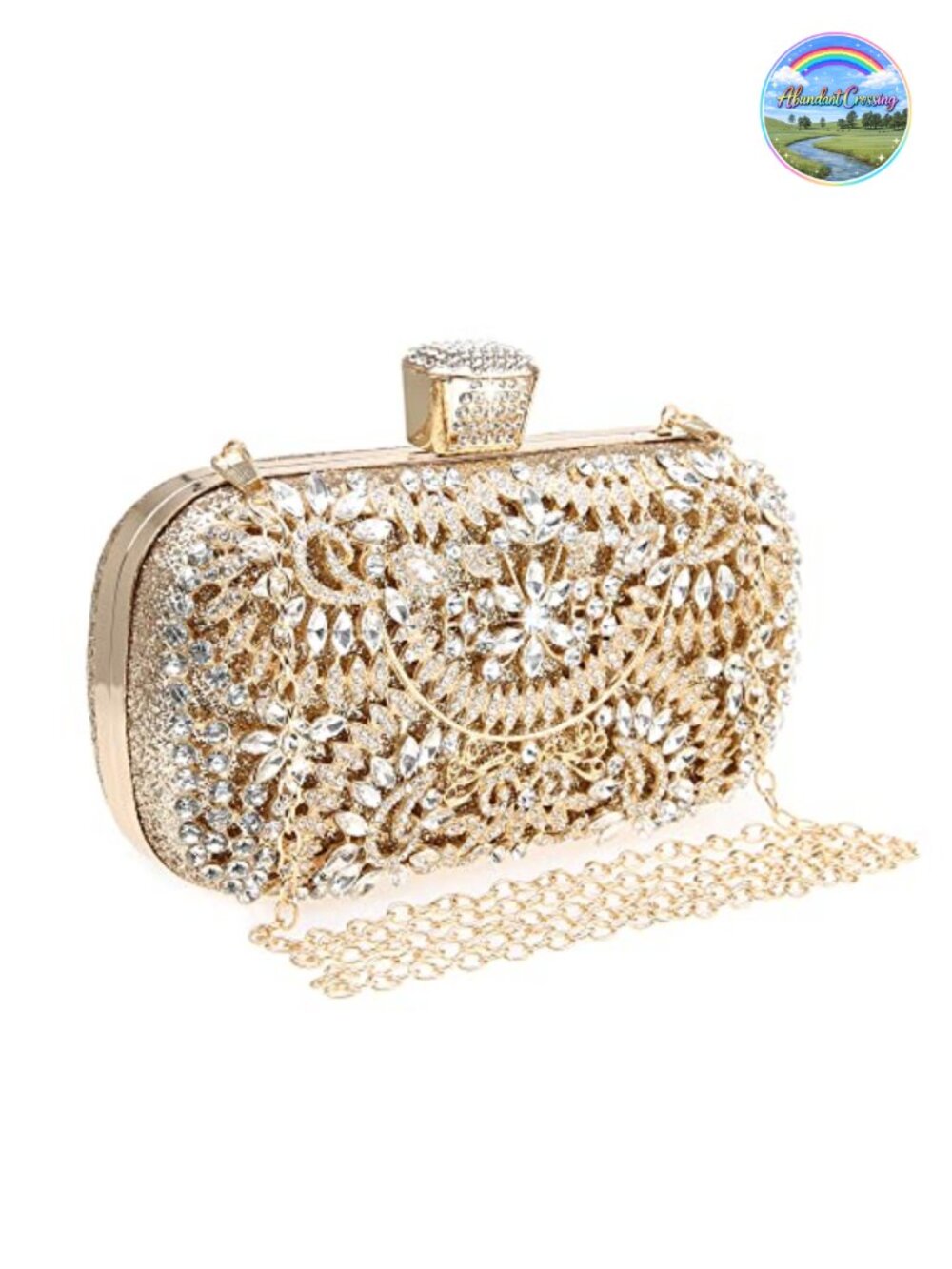 DA BODAN Sparkly Rhinestone Crystal Sequin Clutch Evening Handbag Removable